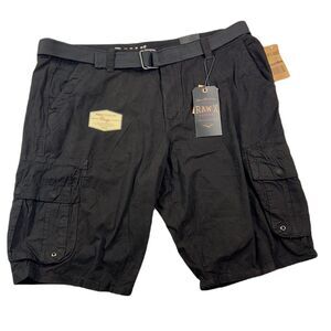 Raw X Jeans X-RAY Belted Cargo Shorts Mens 42 Black Double Pocket $48‎